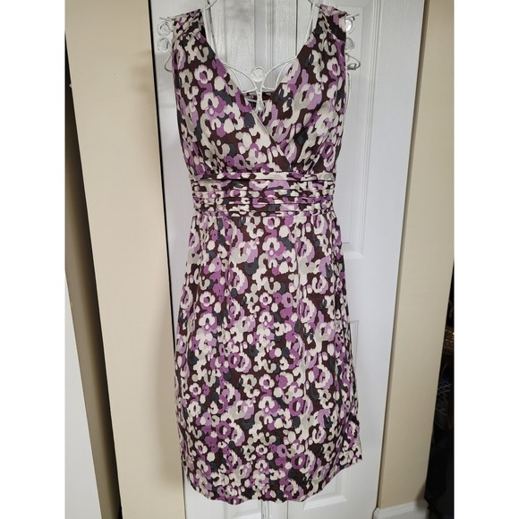 Merona Dresses & Skirts - Purple Brown Tropical V-Neck Casual Chic Women's Dress Cotton Dress Size S
